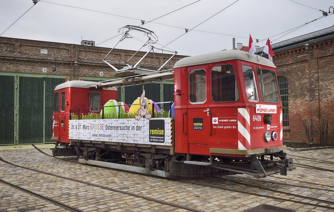 Heuer erstmals wird eine mit Ostermotiven dekorierte Lore der Wiener Linien in der Stadt untwegs sein,