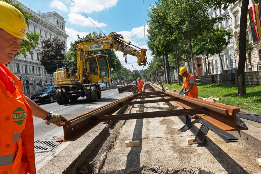 Gleisbauarbeiten am Schottenring