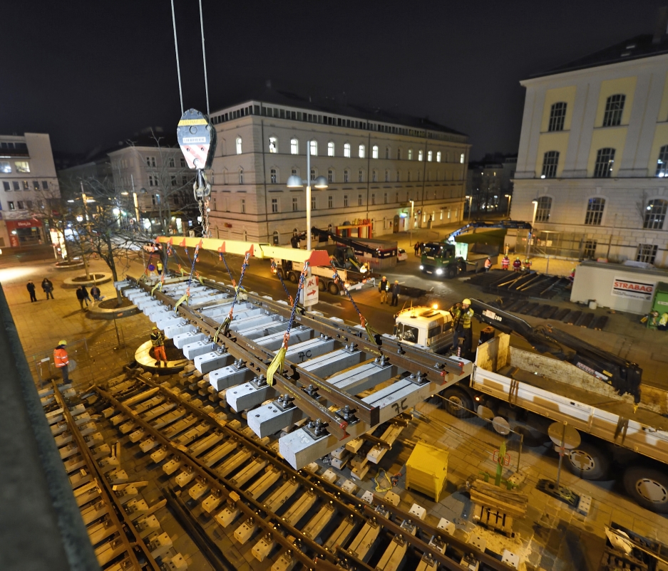 Weichentausch bei der Linie U3, Endstelle Ottakring.