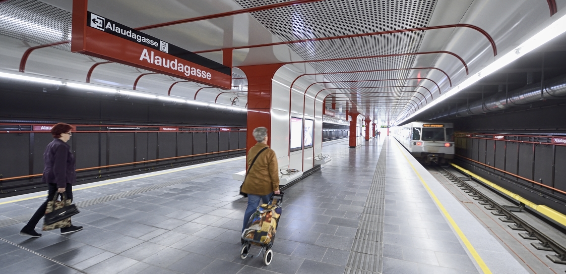 Neue Station Alaudagasse der U1 nach der Verlängerung nach Oberlaa.