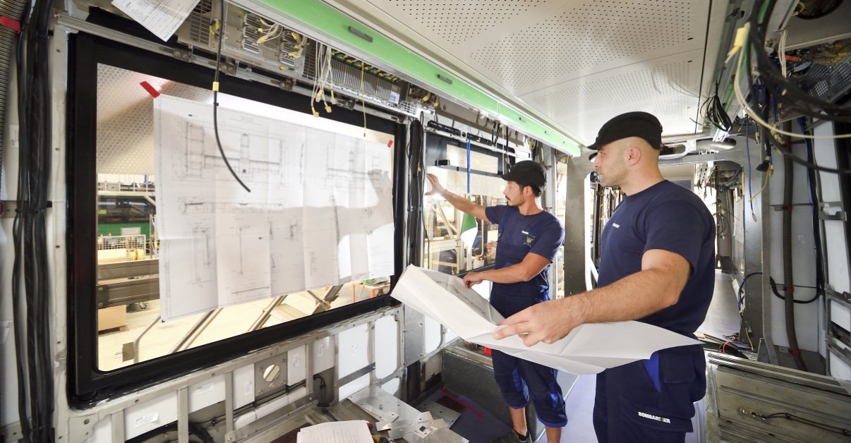 Herstellung der neuen Flexity-Straßenbahn für Wien durch die Firma Bombardier.