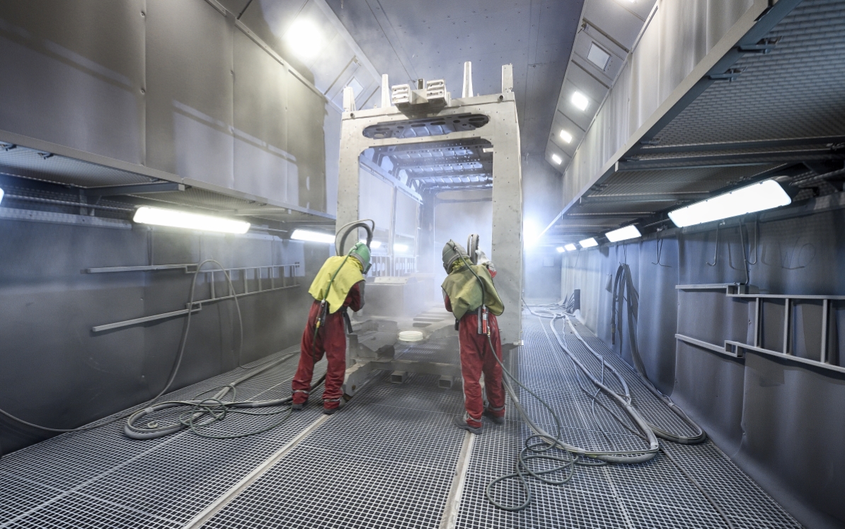 Herstellung der neuen Flexity-Straßenbahn für Wien durch die Firma Bombardier.