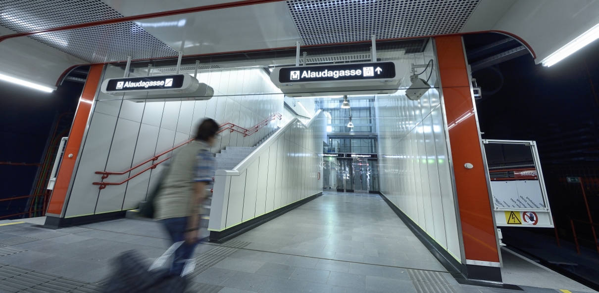 Neue Station Alaudagasse der U1 nach der Verlängerung nach Oberlaa.