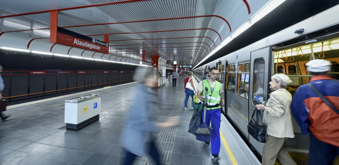 Neue Station Alaudagasse der U1 nach der Verlängerung nach Oberlaa.