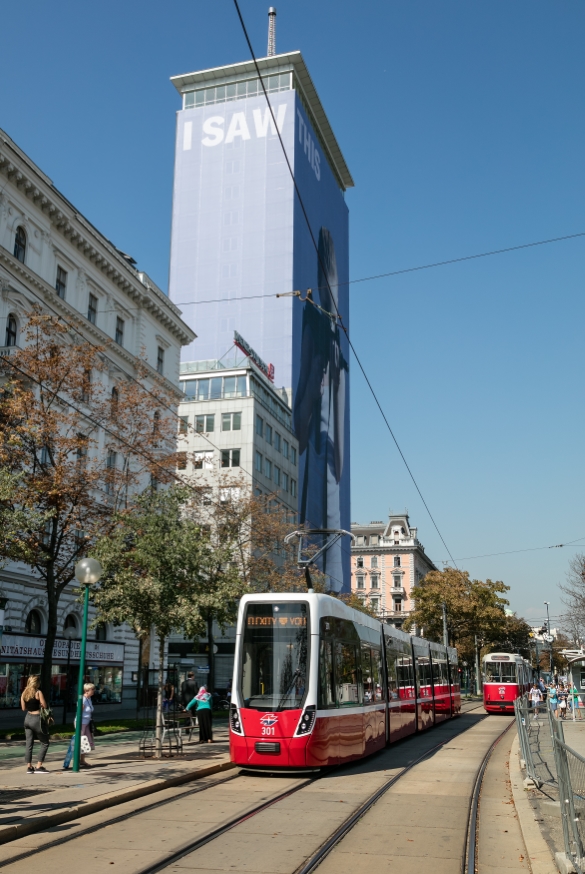 Flexity Pressefahrt Schottenring-Kai Ringturm