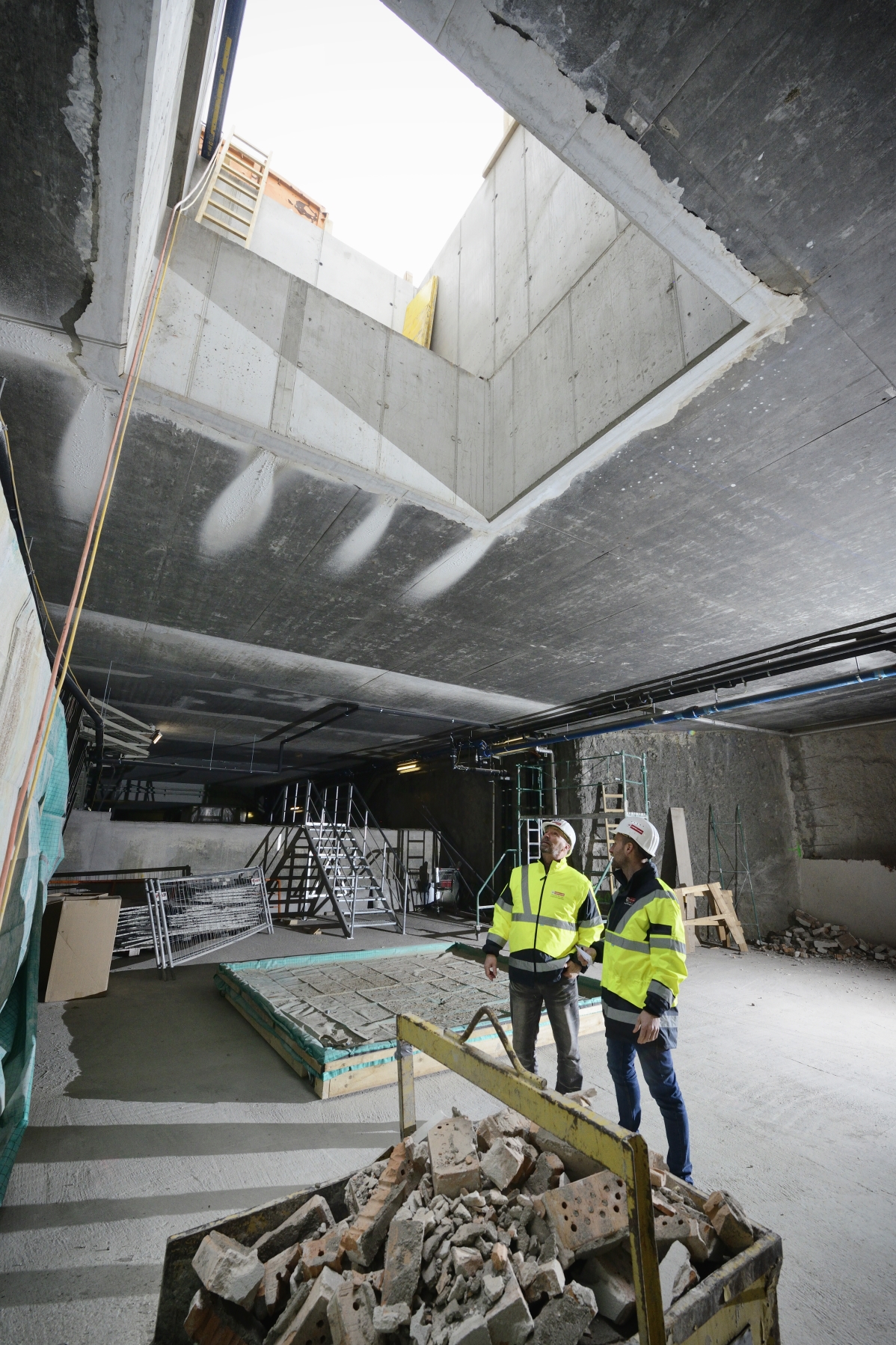 Vorbereitungsarbeiten zur Errichtung der Station Neubaugasse der Linie U2.