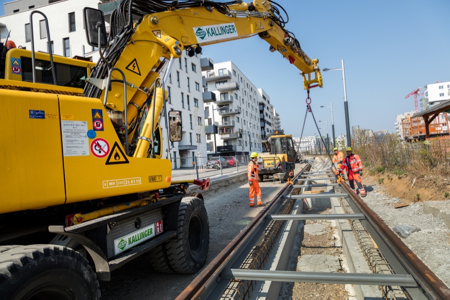 Verlegung der Gleise für die Linie D