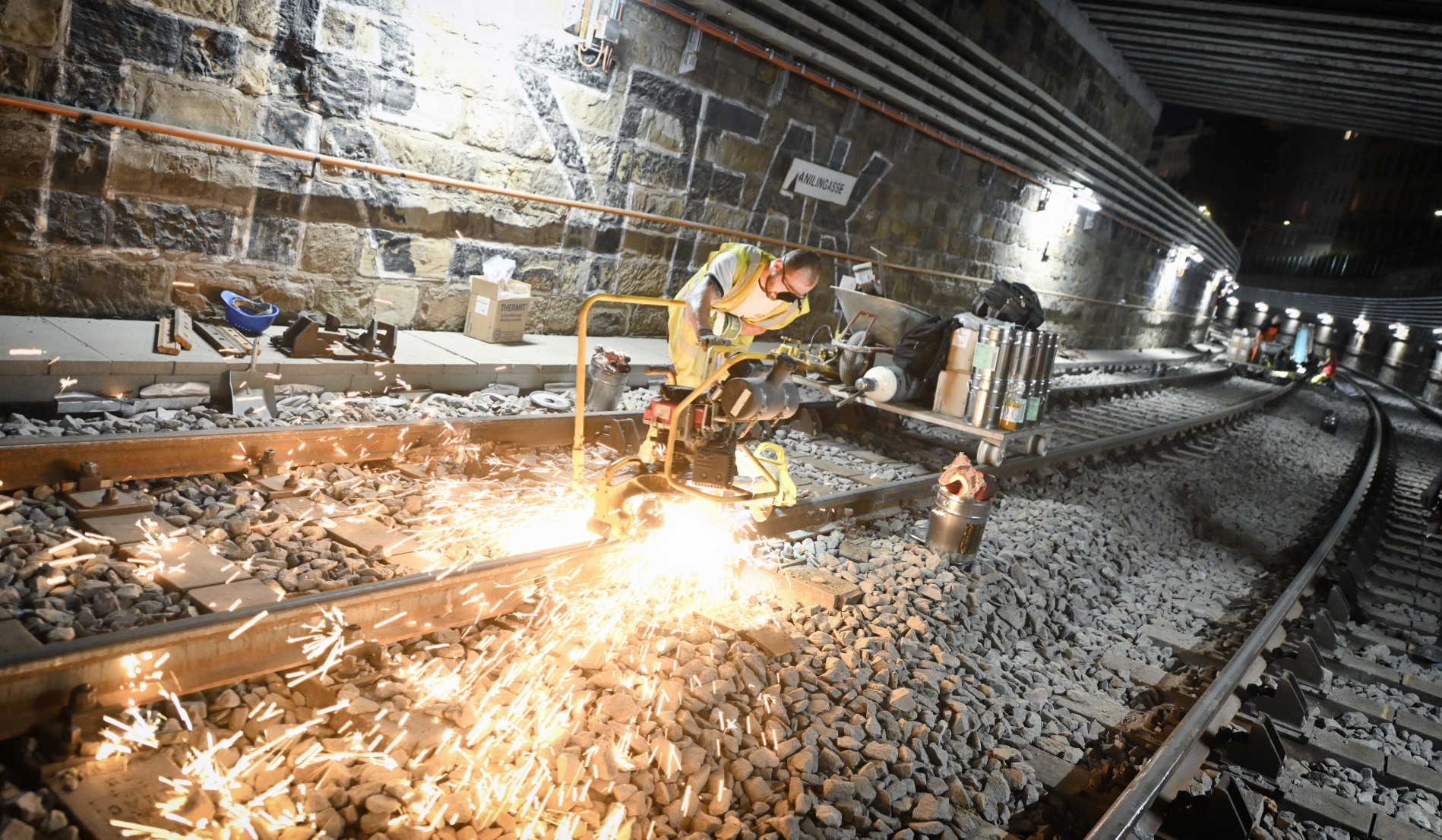 Baustelle der Linie U4 nahe der Station Pilgramgasse.