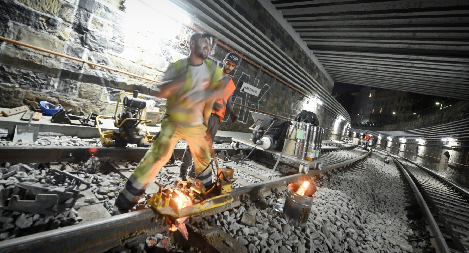 Baustelle der Linie U4 nahe der Station Pilgramgasse.