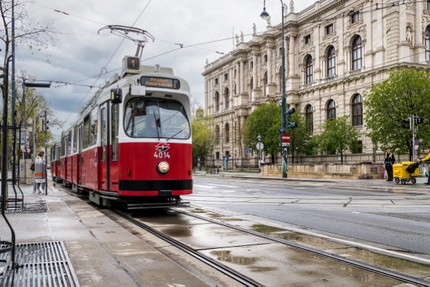 Linie 1 Type E2 mit Beiwagen Type c5 bei naturhistorischem Museum 