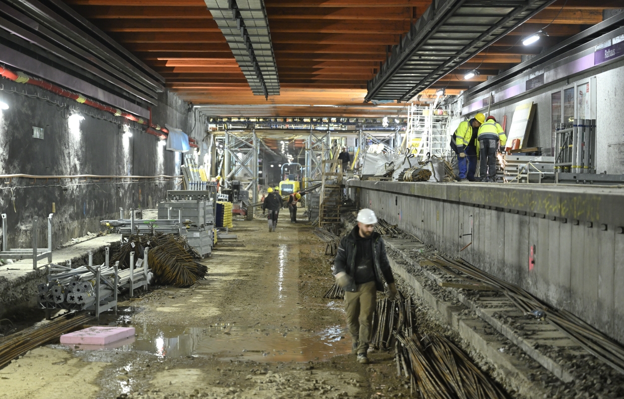 Arbeiten für das U2 Update im Bereich der Station U2 Rathaus