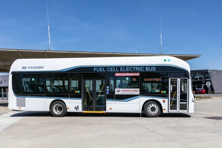 H2-Testbus der Wiener Linien in der Busgarage Leopoldau