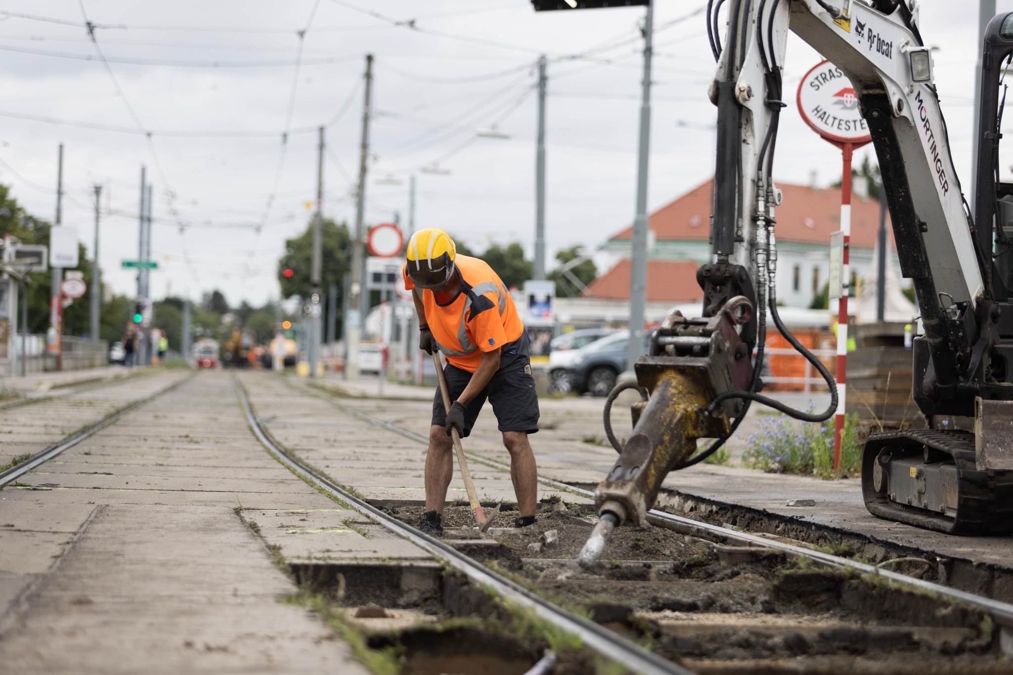 Gleisbaustelle auf der Simmeringer Hauptstraße