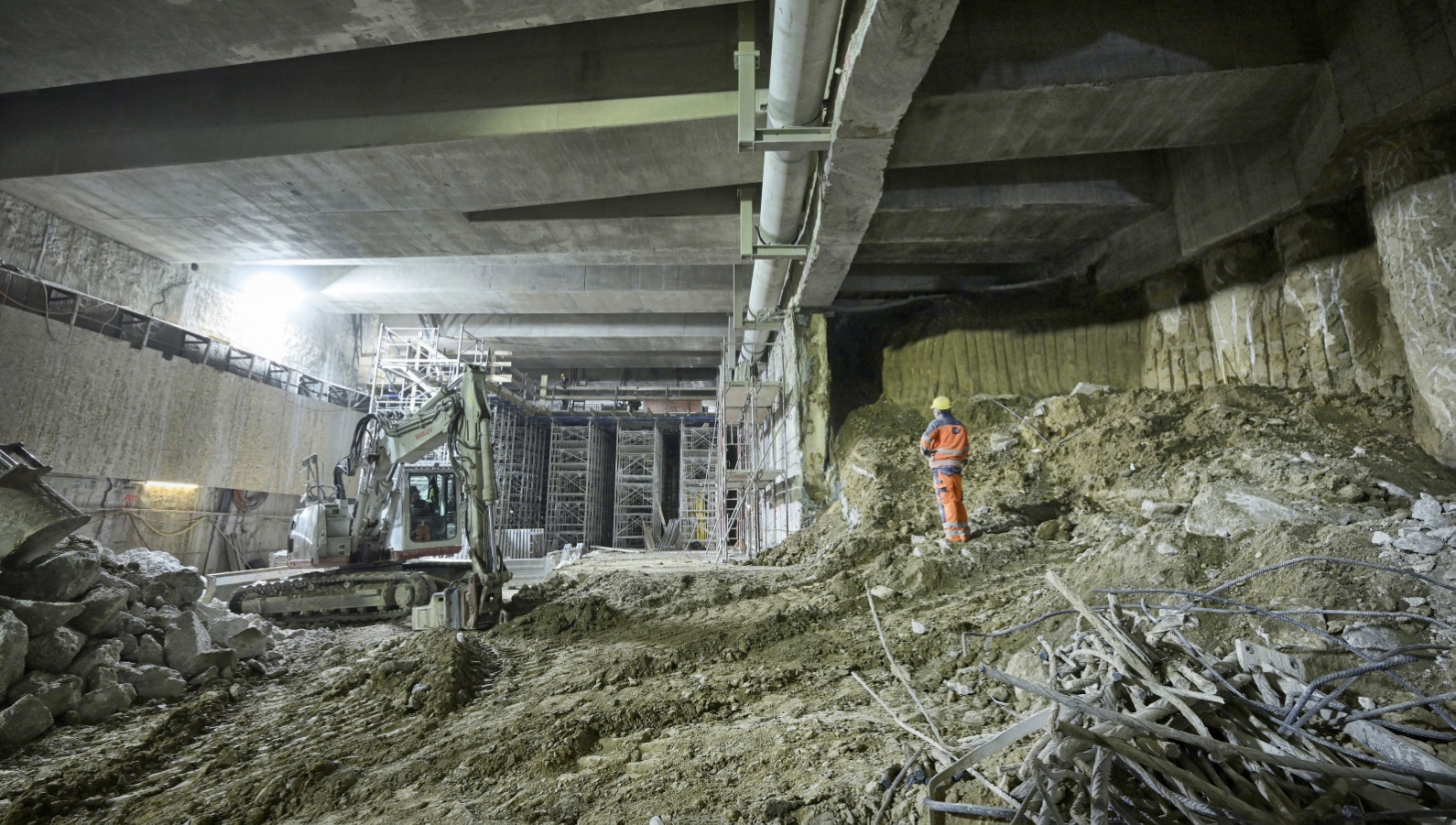 Tunnelbauarbeiten für die Verknüpfung von bestehendem und neuem U2-Tunnel