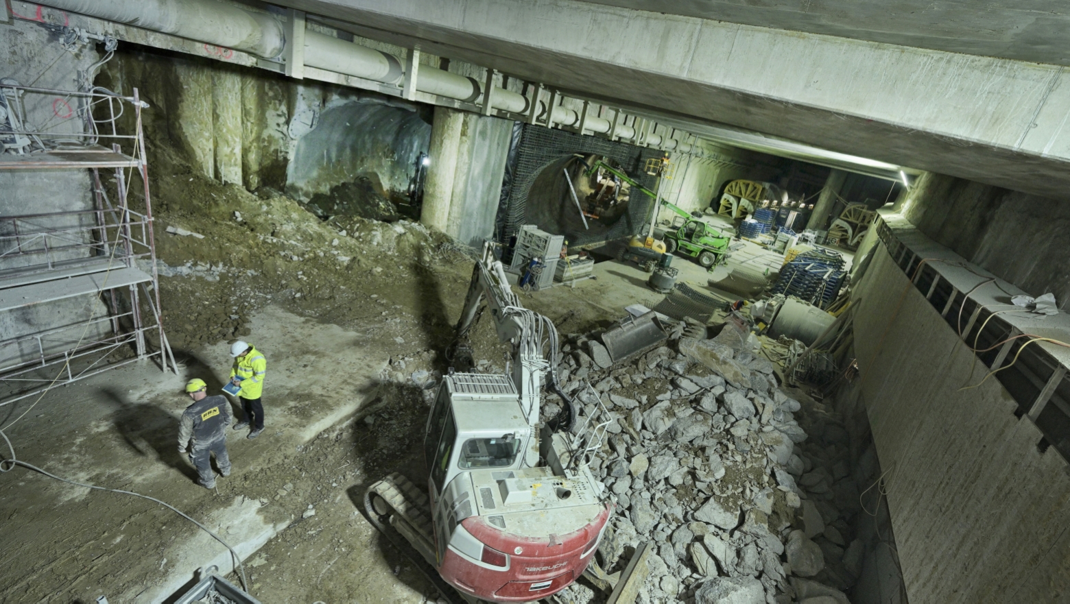 Tunnelbauarbeiten für die Verknüpfung von bestehendem und neuem U2-Tunnel