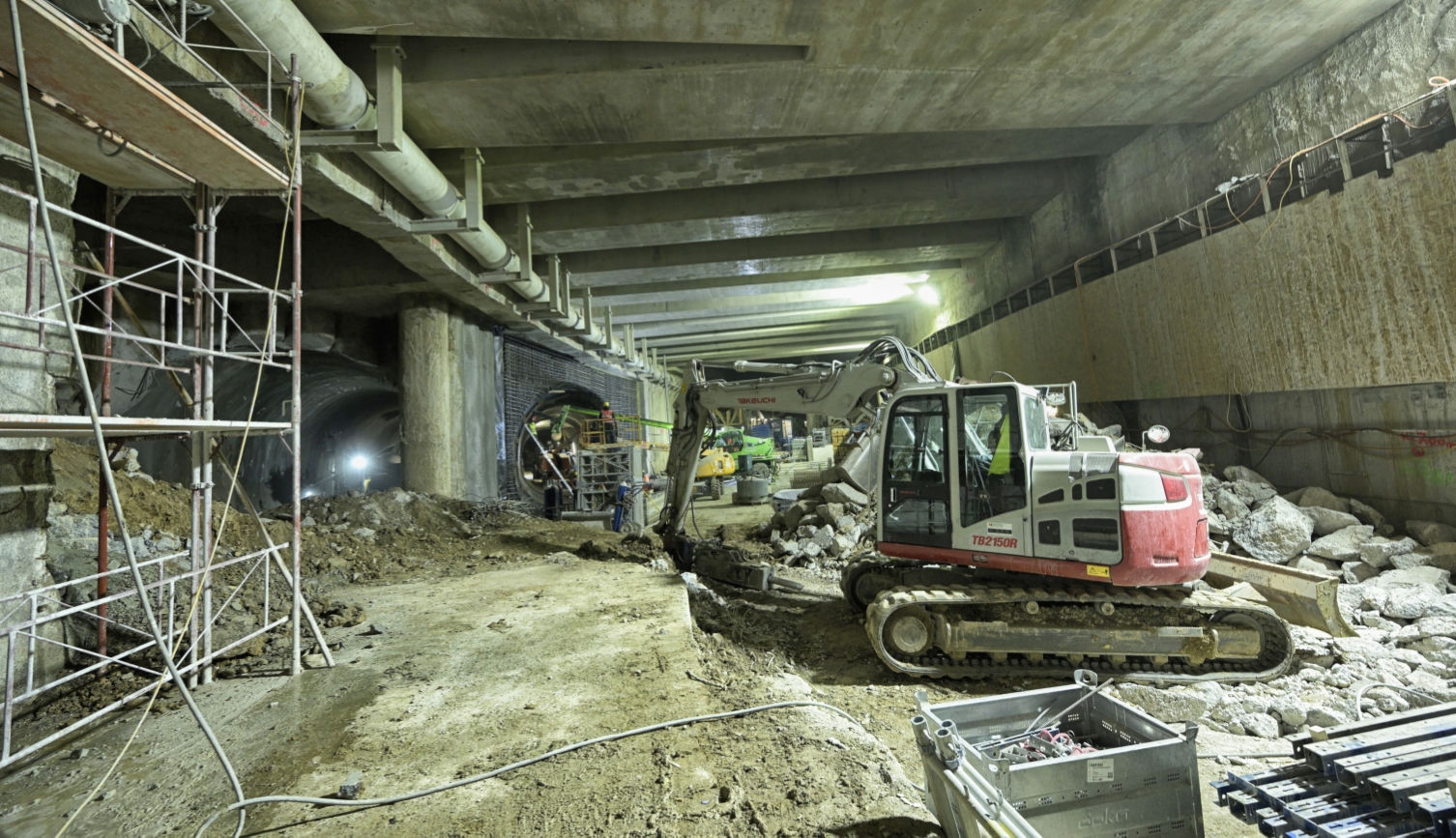 Tunnelbauarbeiten für die Verknüpfung von bestehendem und neuem U2-Tunnel