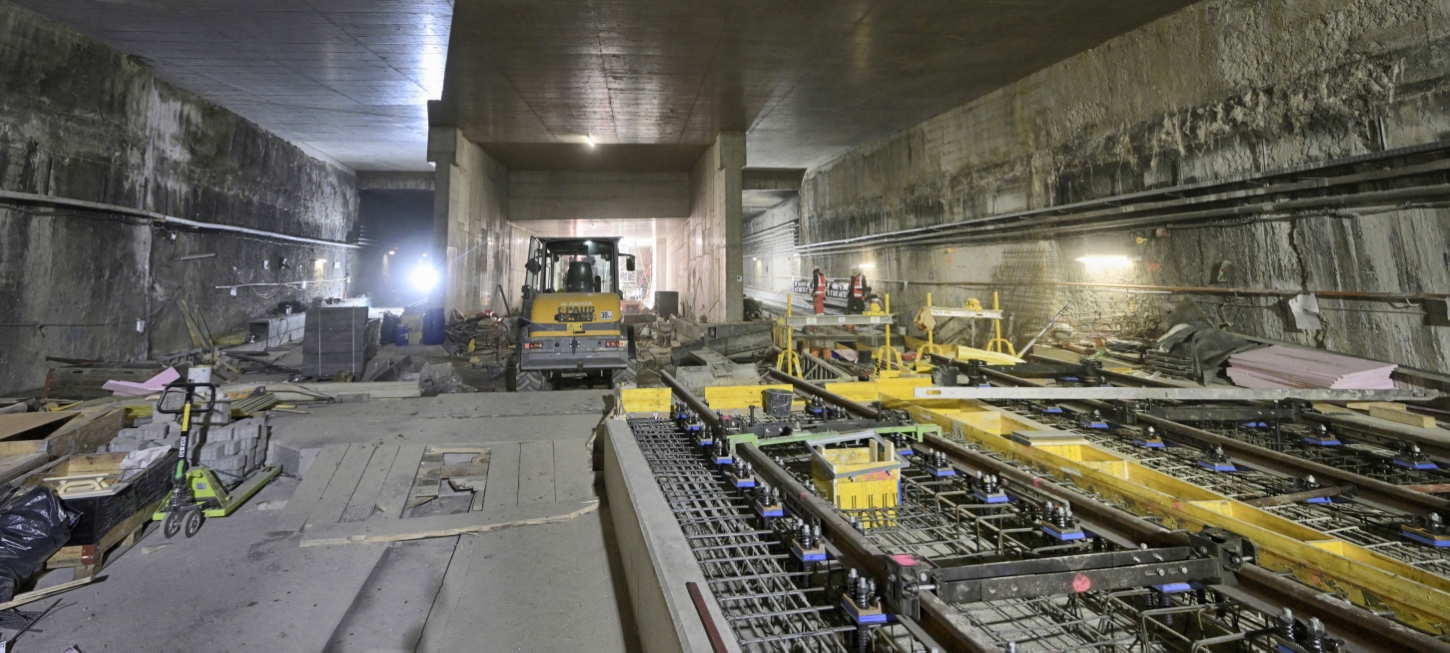 Tunnelbauarbeiten für die Verknüpfung von bestehendem U2-Tunnel und neuer U5