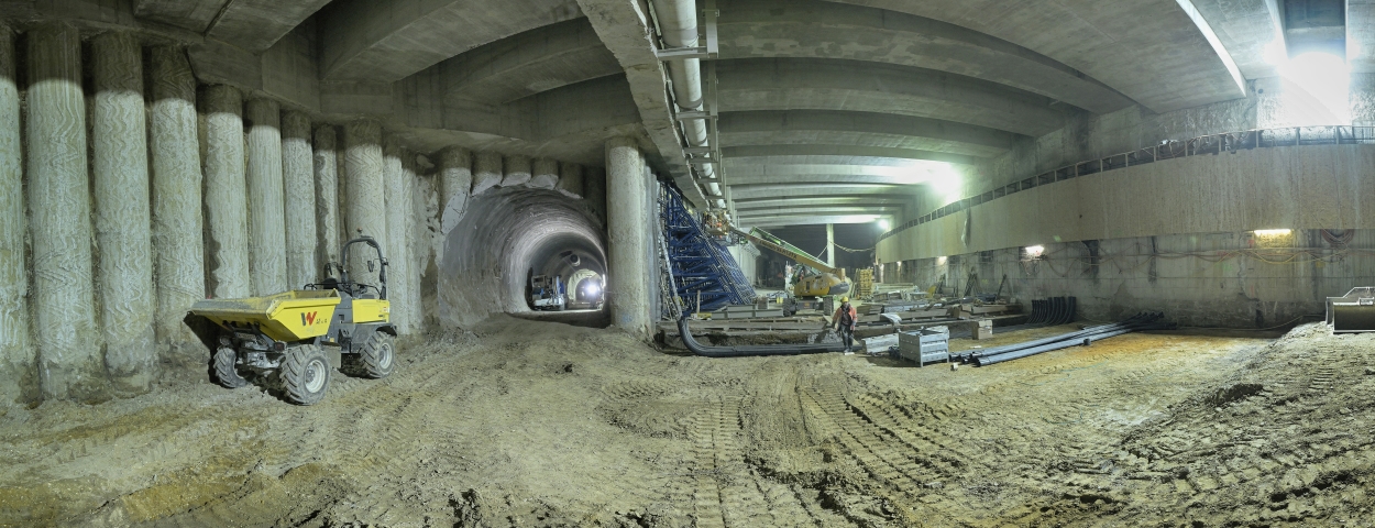 Tunnelbauarbeiten für die Verknüpfung von bestehendem und neuem U2-Tunnel