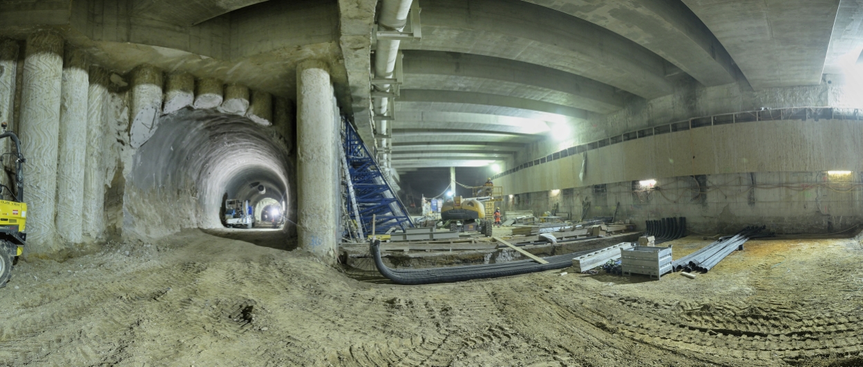 Tunnelbauarbeiten für die Verknüpfung von bestehendem und neuem U2-Tunnel