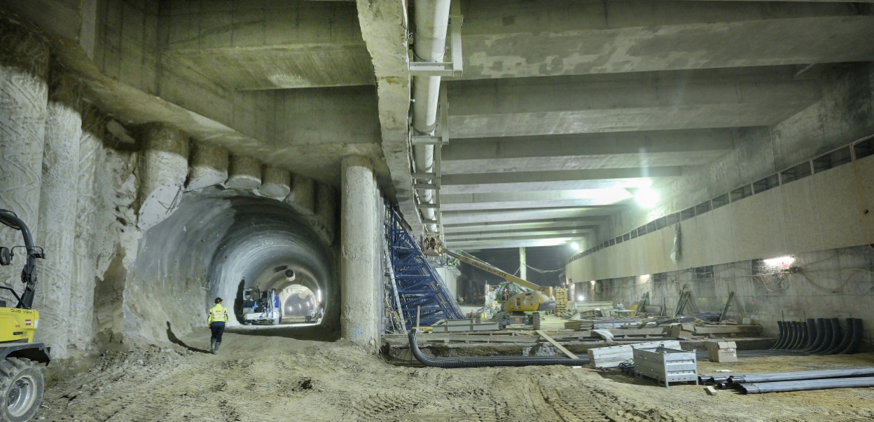 Tunnelbauarbeiten für die Verknüpfung von bestehendem und neuem U2-Tunnel