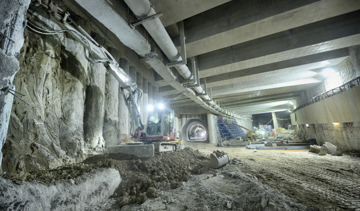 Tunnelbauarbeiten für die Verknüpfung von bestehendem und neuem U2-Tunnel